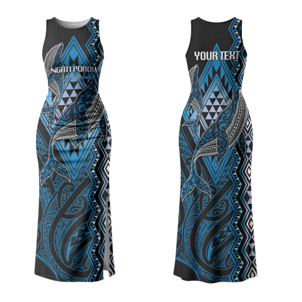 Aotearoa Iwi Ngati Porou Personalised Couples Matching Tank Maxi Dress and Hawaiian Shirt NZ Maori Humpback Whale Taniko Motifs LT14 - Polynesian Pride
