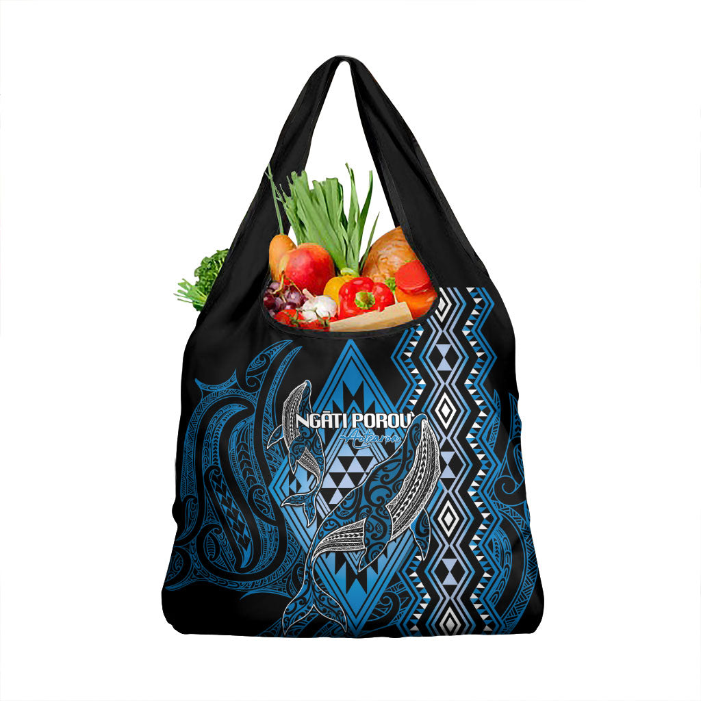 Aotearoa Iwi Ngati Porou Grocery Bag NZ Maori Humpback Whale Taniko Motifs LT14 1-pack One Size Blue - Polynesian Pride
