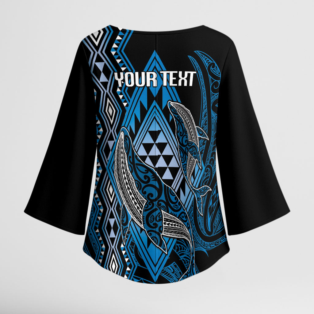 Aotearoa Iwi Ngati Porou Personalised Kimono Sleeve Blouse NZ Maori Humpback Whale Taniko Motifs LT14 - Polynesian Pride