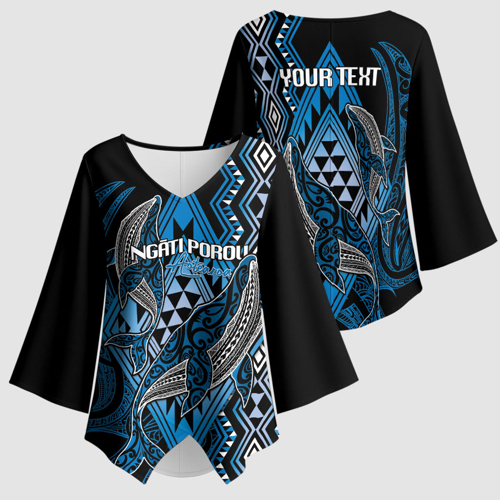 Aotearoa Iwi Ngati Porou Personalised Kimono Sleeve Blouse NZ Maori Humpback Whale Taniko Motifs LT14 - Polynesian Pride