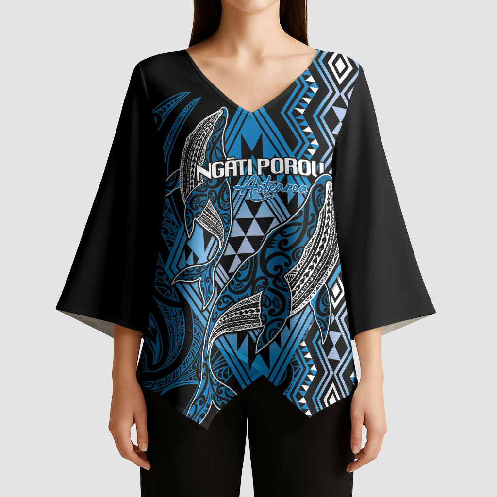 Aotearoa Iwi Ngati Porou Personalised Kimono Sleeve Blouse NZ Maori Humpback Whale Taniko Motifs LT14 - Polynesian Pride