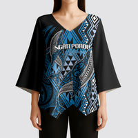 Aotearoa Iwi Ngati Porou Personalised Kimono Sleeve Blouse NZ Maori Humpback Whale Taniko Motifs LT14 - Polynesian Pride
