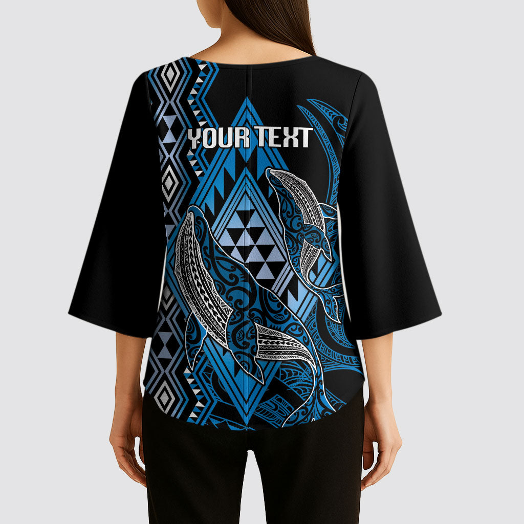 Aotearoa Iwi Ngati Porou Personalised Kimono Sleeve Blouse NZ Maori Humpback Whale Taniko Motifs LT14 - Polynesian Pride