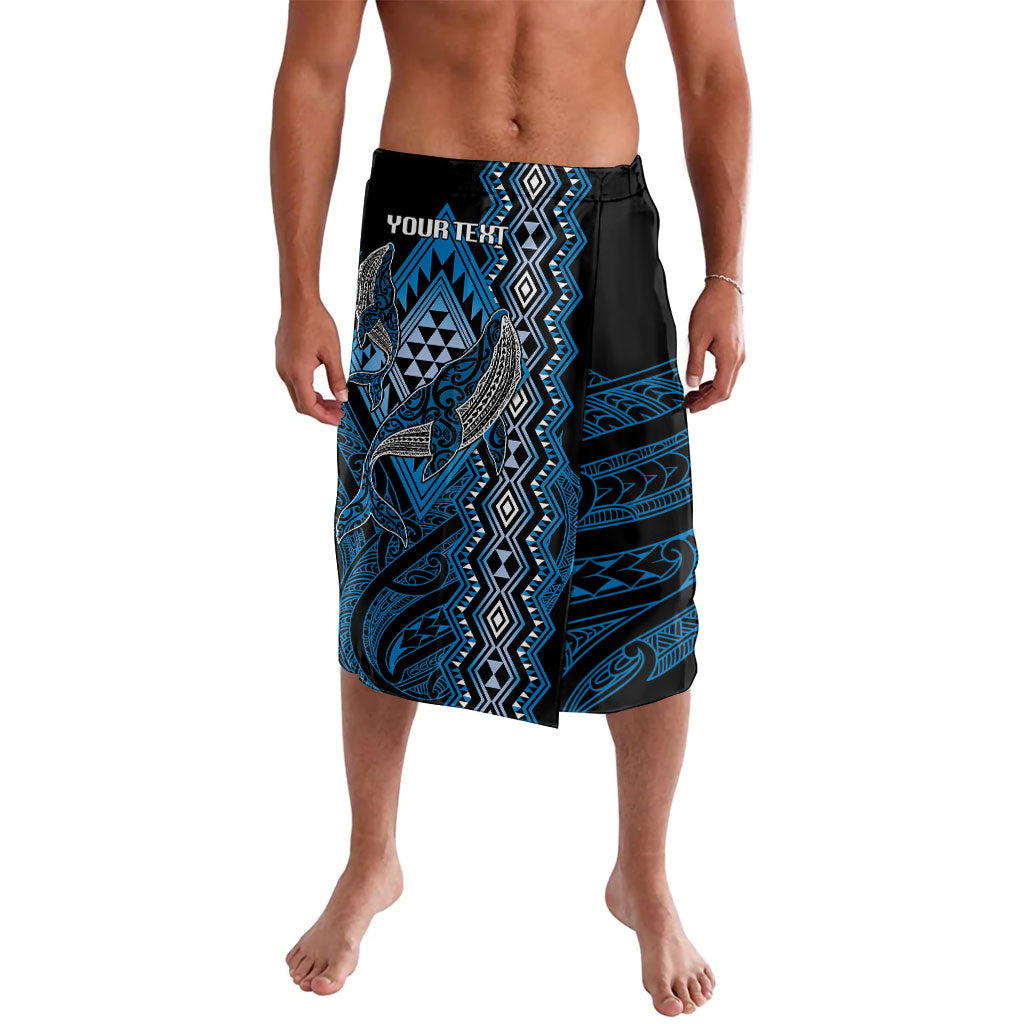 Aotearoa Iwi Ngati Porou Personalised Lavalava NZ Maori Humpback Whale Taniko Motifs LT14 Blue - Polynesian Pride