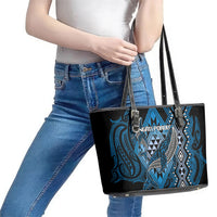 Aotearoa Iwi Ngati Porou Leather Tote Bag NZ Maori Humpback Whale Taniko Motifs LT14 - Polynesian Pride