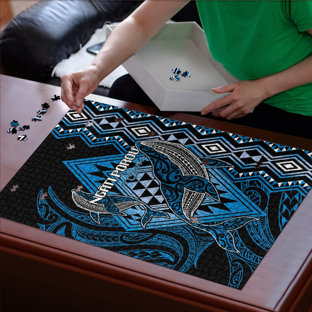 Aotearoa Iwi Ngati Porou Puzzle NZ Maori Humpback Whale Taniko Motifs LT14 - Polynesian Pride
