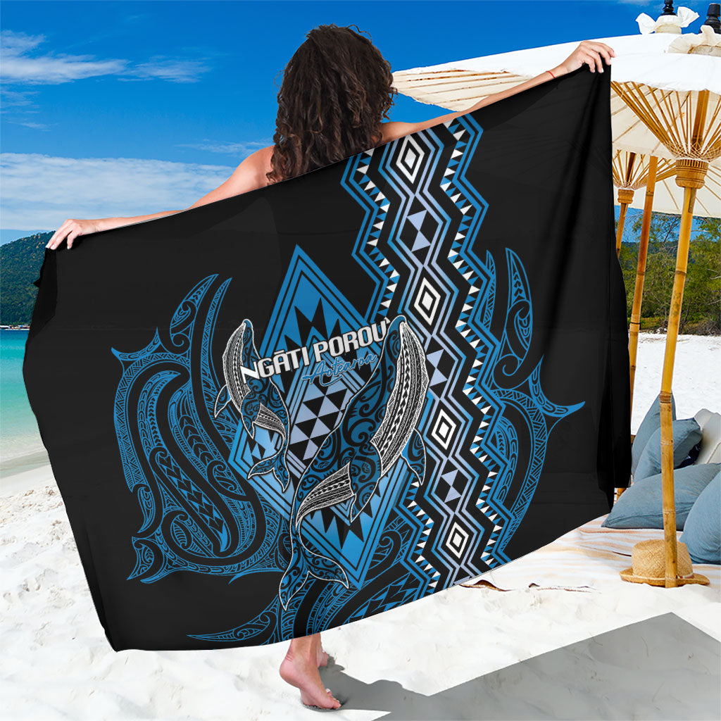 Aotearoa Iwi Ngati Porou Sarong NZ Maori Humpback Whale Taniko Motifs LT14 One Size 44 x 66 inches Blue - Polynesian Pride