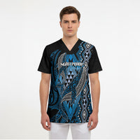 Aotearoa Iwi Ngati Porou Personalised Scrub Top NZ Maori Humpback Whale Taniko Motifs LT14 - Polynesian Pride