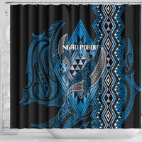 Aotearoa Iwi Ngati Porou Shower Curtain NZ Maori Humpback Whale Taniko Motifs LT14 - Polynesian Pride