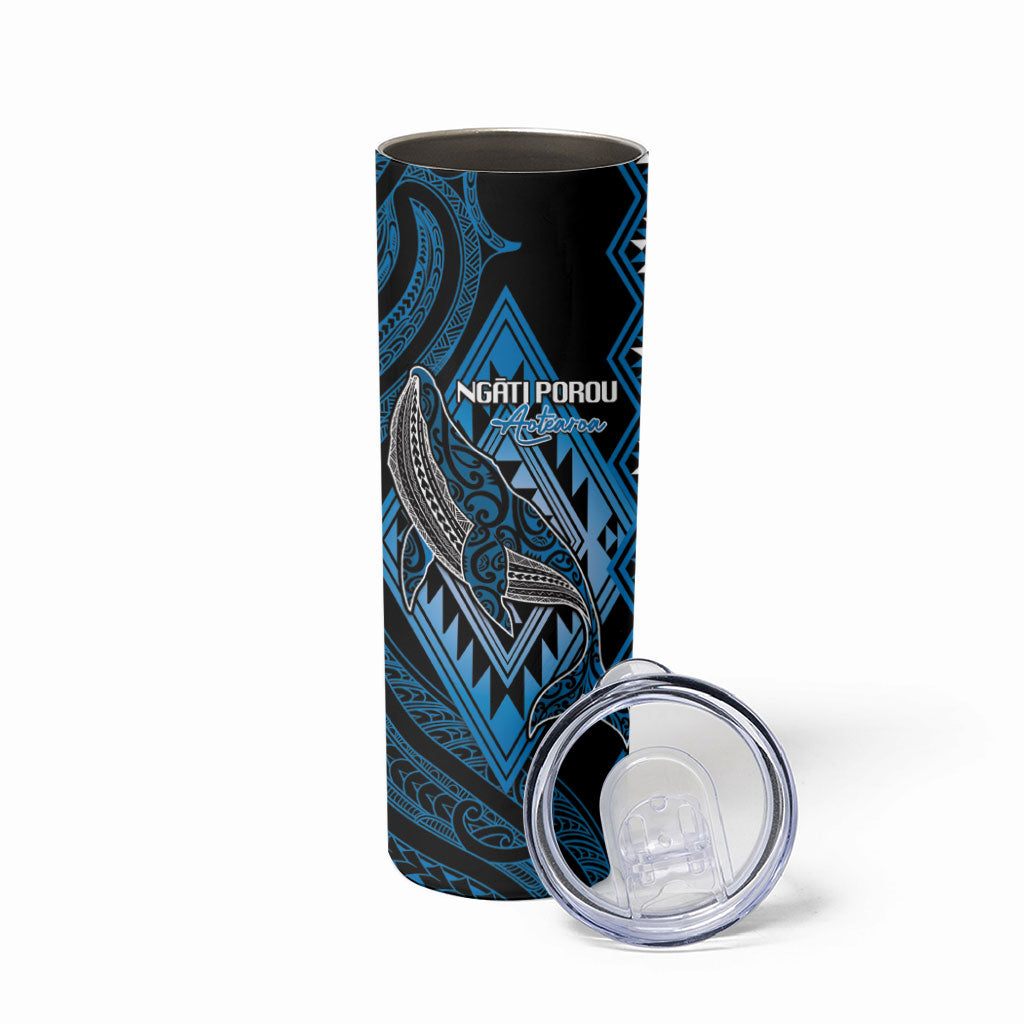 Aotearoa Iwi Ngati Porou Personalised Skinny Tumbler NZ Maori Humpback Whale Taniko Motifs LT14 - Polynesian Pride