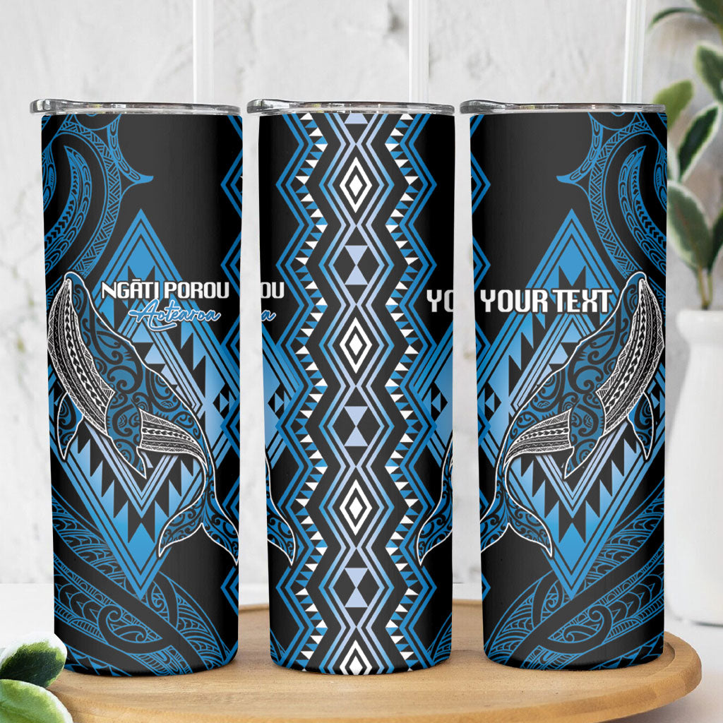 Aotearoa Iwi Ngati Porou Personalised Skinny Tumbler NZ Maori Humpback Whale Taniko Motifs LT14 - Polynesian Pride