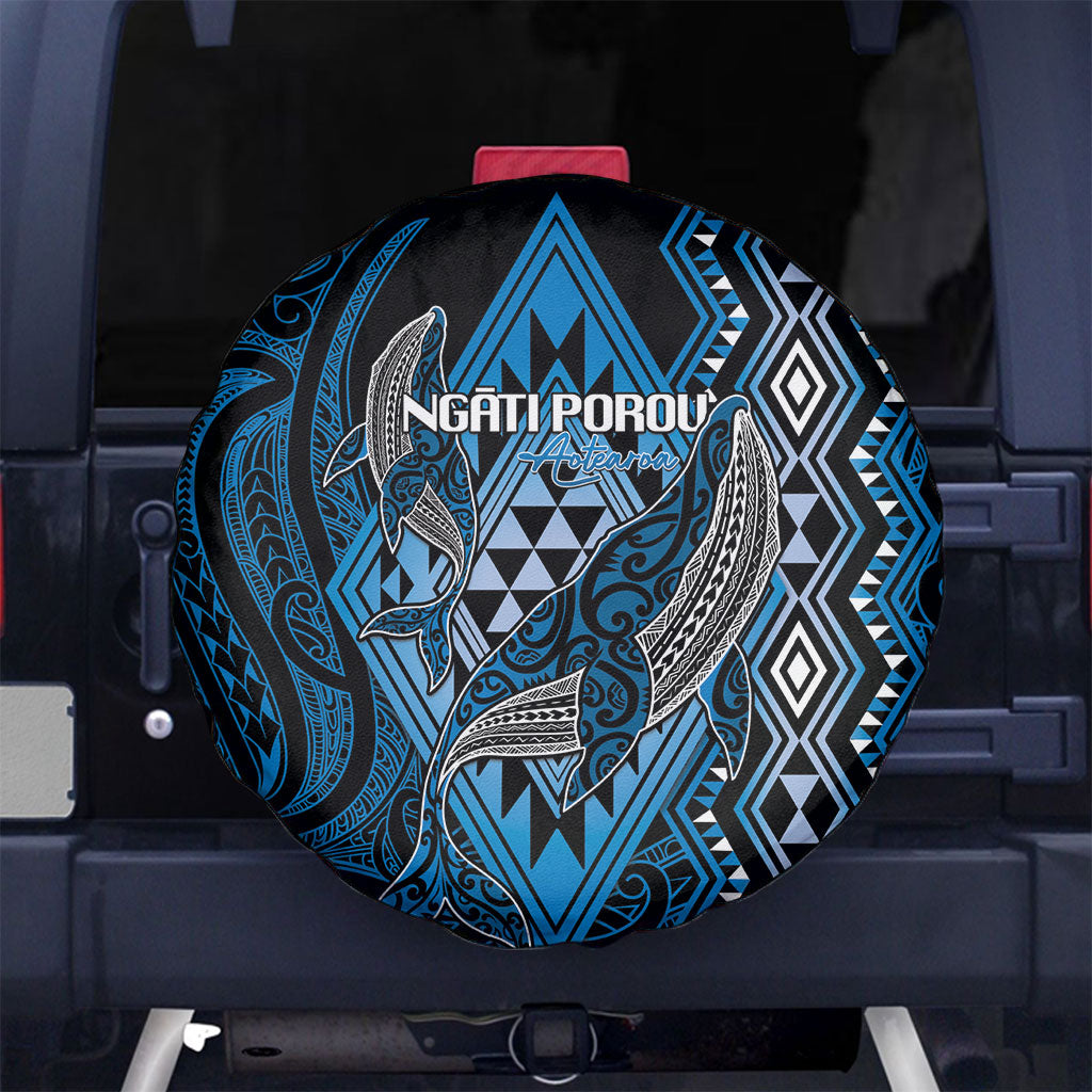 Aotearoa Iwi Ngati Porou Spare Tire Cover NZ Maori Humpback Whale Taniko Motifs LT14 No hole Blue - Polynesian Pride