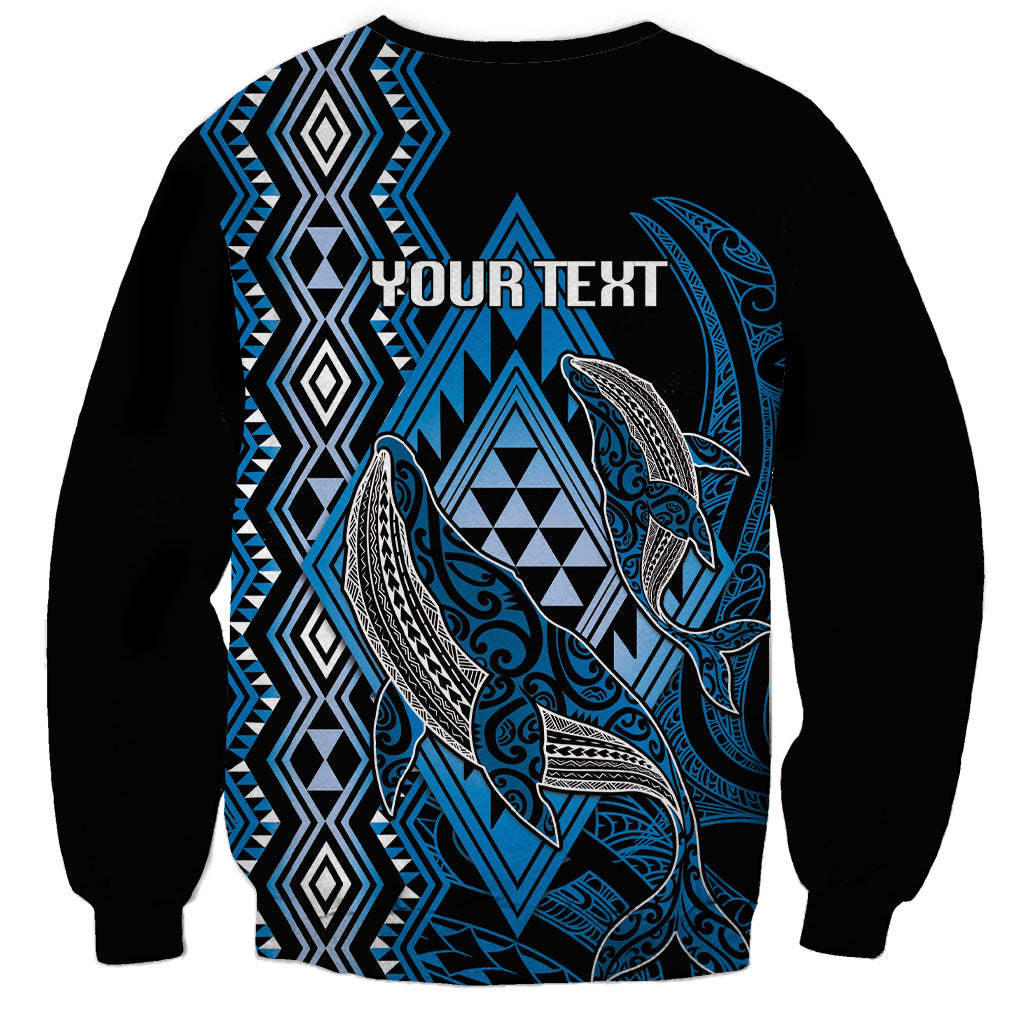 Aotearoa Iwi Ngati Porou Personalised Sweatshirt NZ Maori Humpback Whale Taniko Motifs LT14 - Polynesian Pride