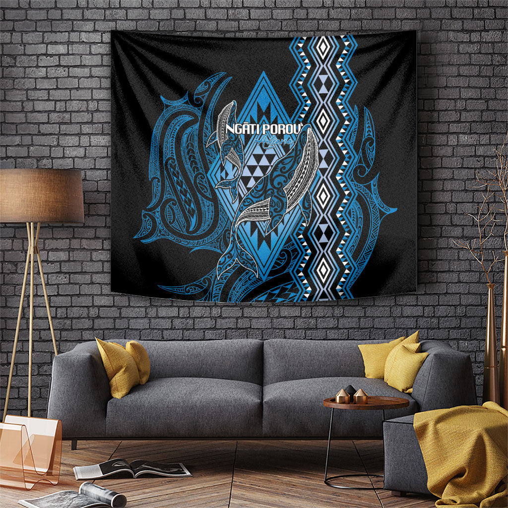 Aotearoa Iwi Ngati Porou Tapestry NZ Maori Humpback Whale Taniko Motifs LT14 Blue - Polynesian Pride