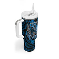 Aotearoa Iwi Ngati Porou Personalised Tumbler With Handle NZ Maori Humpback Whale Taniko Motifs LT14 - Polynesian Pride