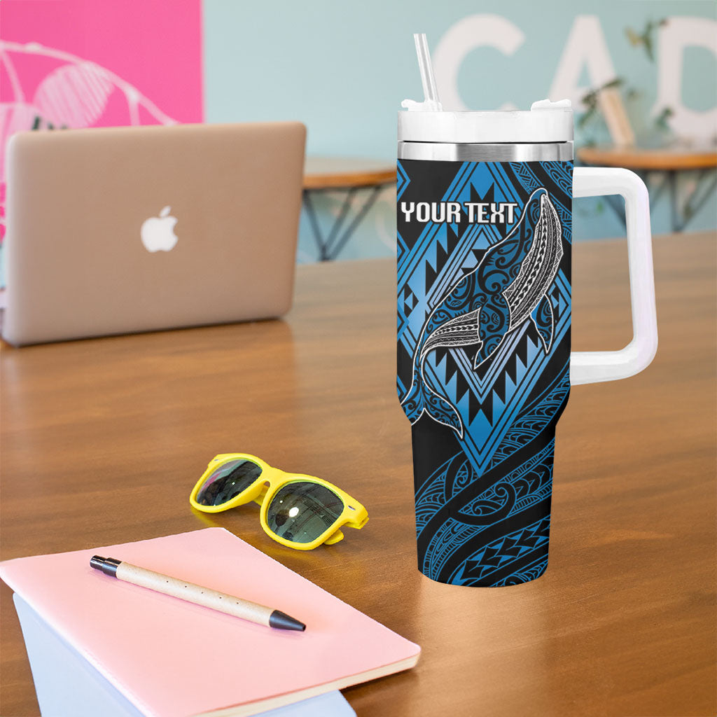 Aotearoa Iwi Ngati Porou Personalised Tumbler With Handle NZ Maori Humpback Whale Taniko Motifs LT14 - Polynesian Pride