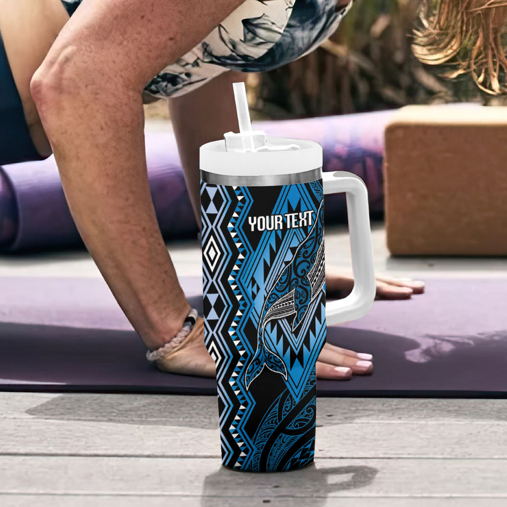 Aotearoa Iwi Ngati Porou Personalised Tumbler With Handle NZ Maori Humpback Whale Taniko Motifs LT14 - Polynesian Pride