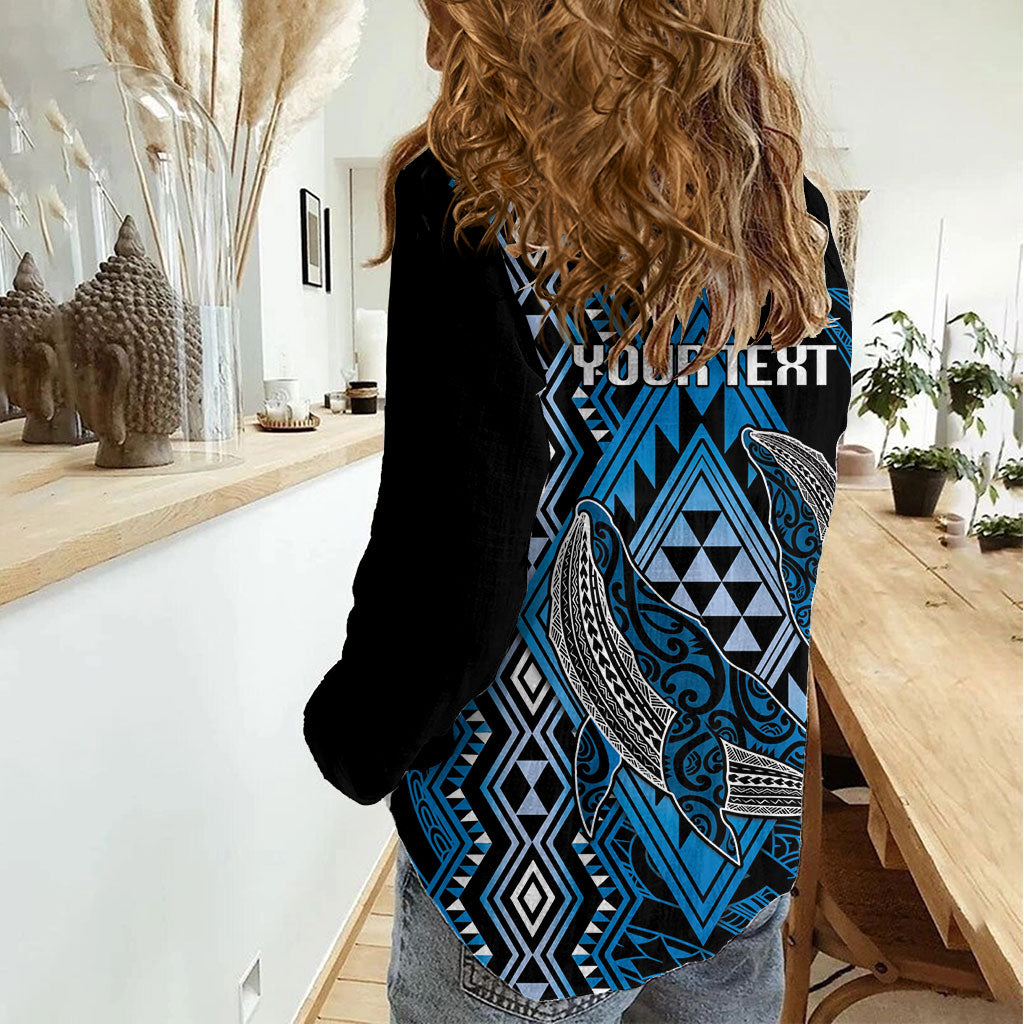 Aotearoa Iwi Ngati Porou Personalised Women Casual Shirt NZ Maori Humpback Whale Taniko Motifs LT14 - Polynesian Pride