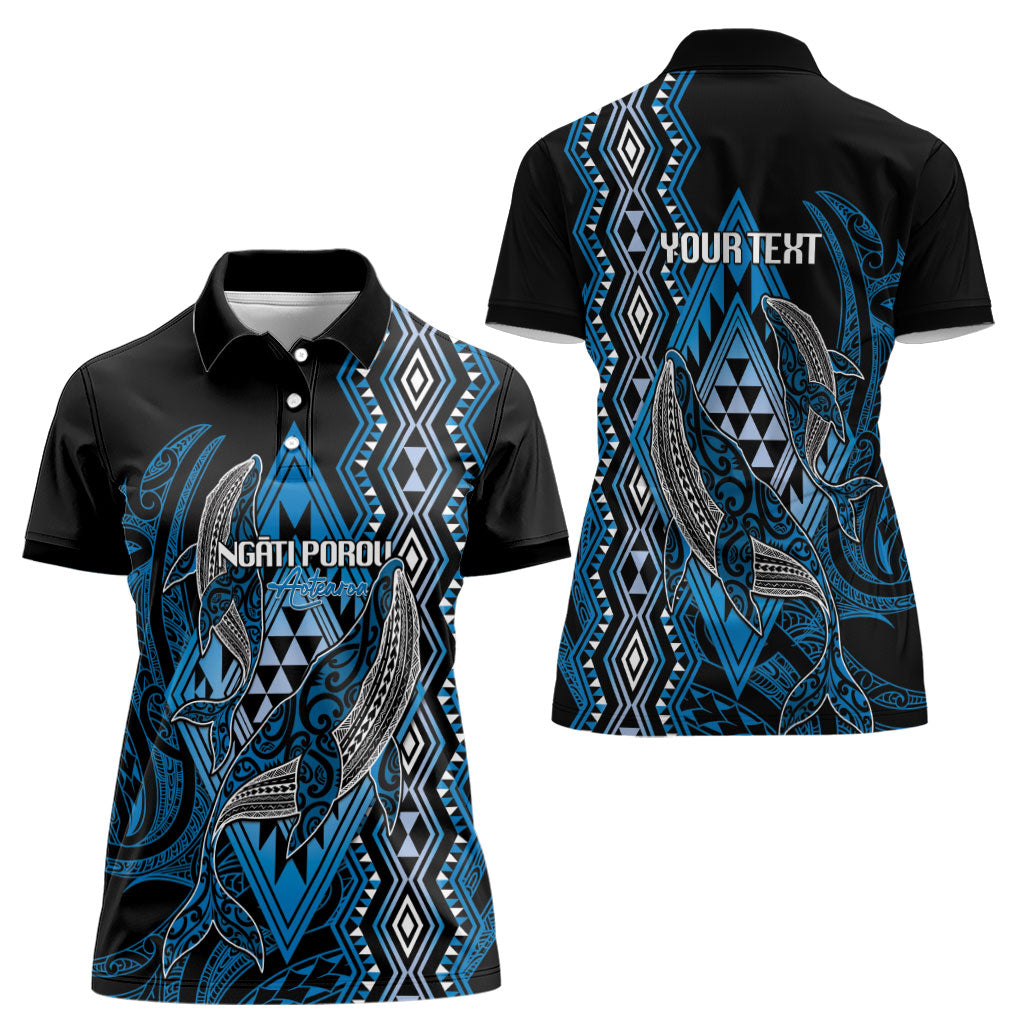 Aotearoa Iwi Ngati Porou Personalised Women Polo Shirt NZ Maori Humpback Whale Taniko Motifs LT14 - Polynesian Pride