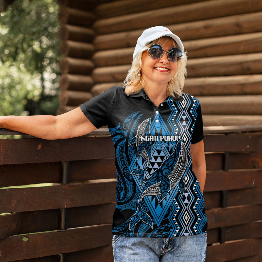 Aotearoa Iwi Ngati Porou Personalised Women Polo Shirt NZ Maori Humpback Whale Taniko Motifs LT14 - Polynesian Pride