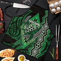 Aotearoa Iwi Ngai Tahu Apron NZ Maori Humpback Whale Taniko Motifs LT14 Green - Polynesian Pride