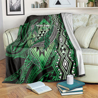 Aotearoa Iwi Ngai Tahu Blanket NZ Maori Humpback Whale Taniko Motifs LT14 Green - Polynesian Pride