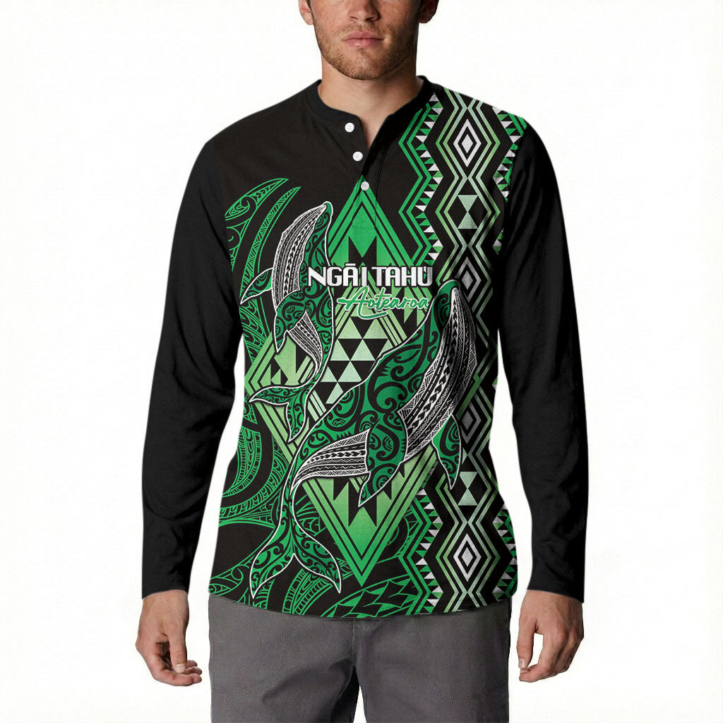 Aotearoa Iwi Ngai Tahu Personalised Button Sweatshirt NZ Maori Humpback Whale Taniko Motifs LT14 - Polynesian Pride