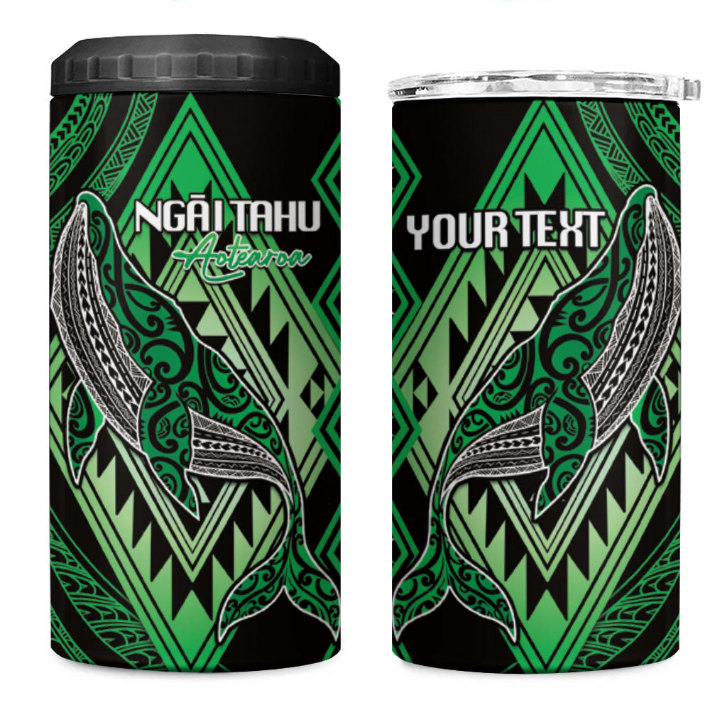 Aotearoa Iwi Ngai Tahu Personalised 4 in 1 Can Cooler Tumbler NZ Maori Humpback Whale Taniko Motifs LT14 One Size: 16 oz Green - Polynesian Pride