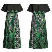 Aotearoa Iwi Ngai Tahu Personalised Couples Matching Off Shoulder Maxi Dress and Hawaiian Shirt NZ Maori Humpback Whale Taniko Motifs LT14 - Polynesian Pride