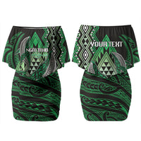 Aotearoa Iwi Ngai Tahu Personalised Couples Matching Off Shoulder Short Dress and Hawaiian Shirt NZ Maori Humpback Whale Taniko Motifs LT14 - Polynesian Pride