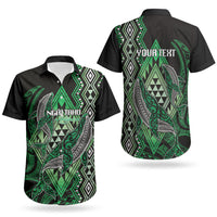Aotearoa Iwi Ngai Tahu Personalised Couples Matching Off Shoulder Short Dress and Hawaiian Shirt NZ Maori Humpback Whale Taniko Motifs LT14 - Polynesian Pride