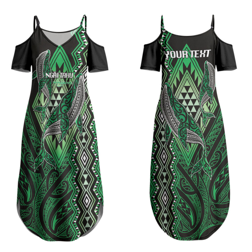 Aotearoa Iwi Ngai Tahu Personalised Couples Matching Summer Maxi Dress and Long Sleeve Button Shirt NZ Maori Humpback Whale Taniko Motifs LT14 - Polynesian Pride