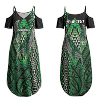 Aotearoa Iwi Ngai Tahu Personalised Couples Matching Summer Maxi Dress and Long Sleeve Button Shirt NZ Maori Humpback Whale Taniko Motifs LT14 - Polynesian Pride