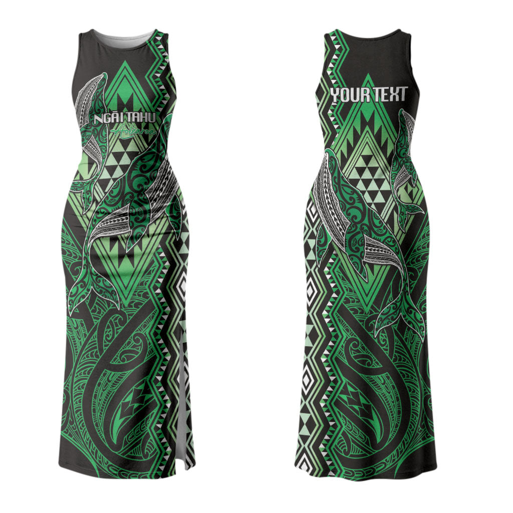 Aotearoa Iwi Ngai Tahu Personalised Couples Matching Tank Maxi Dress and Hawaiian Shirt NZ Maori Humpback Whale Taniko Motifs LT14 - Polynesian Pride