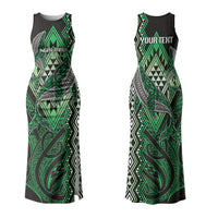 Aotearoa Iwi Ngai Tahu Personalised Couples Matching Tank Maxi Dress and Long Sleeve Button Shirt NZ Maori Humpback Whale Taniko Motifs LT14 - Polynesian Pride
