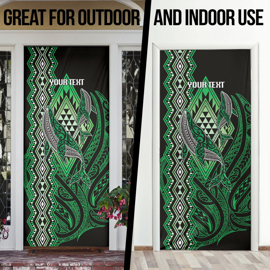 Aotearoa Iwi Ngai Tahu Personalised Door Cover NZ Maori Humpback Whale Taniko Motifs LT14 - Polynesian Pride