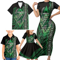 Aotearoa Iwi Ngai Tahu Personalised Family Matching Short Sleeve Bodycon Dress and Hawaiian Shirt NZ Maori Humpback Whale Taniko Motifs LT14 - Polynesian Pride