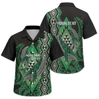 Aotearoa Iwi Ngai Tahu Personalised Family Matching Short Sleeve Bodycon Dress and Hawaiian Shirt NZ Maori Humpback Whale Taniko Motifs LT14 Son's Shirt Green - Polynesian Pride