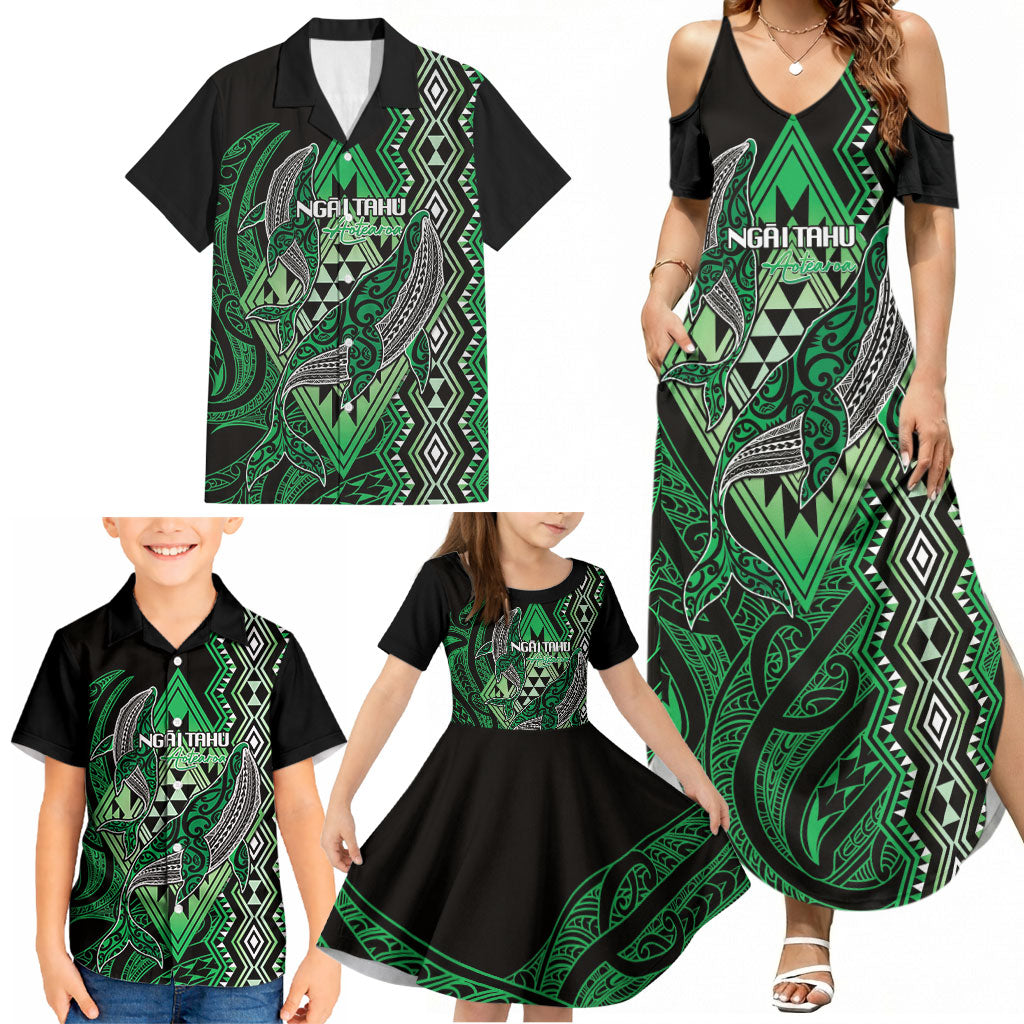 Aotearoa Iwi Ngai Tahu Personalised Family Matching Summer Maxi Dress and Hawaiian Shirt NZ Maori Humpback Whale Taniko Motifs LT14 - Polynesian Pride
