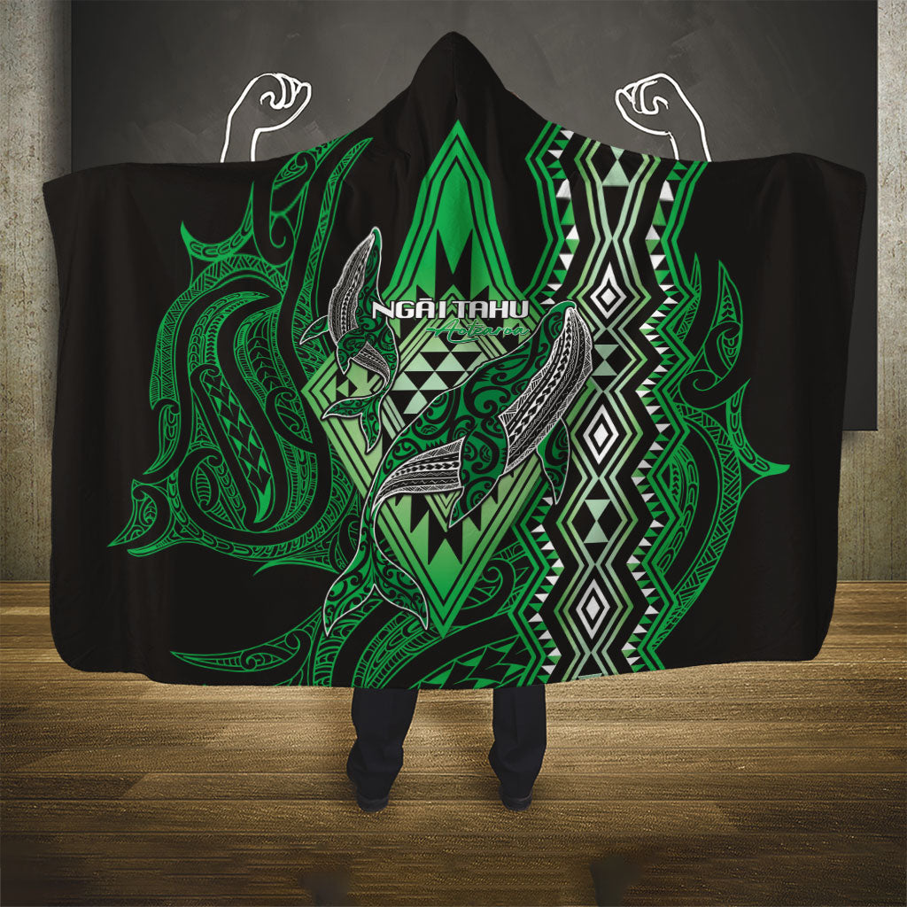 Aotearoa Iwi Ngai Tahu Hooded Blanket NZ Maori Humpback Whale Taniko Motifs LT14 - Polynesian Pride