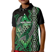 Aotearoa Iwi Ngai Tahu Personalised Kid Polo Shirt NZ Maori Humpback Whale Taniko Motifs LT14 Kid Green - Polynesian Pride
