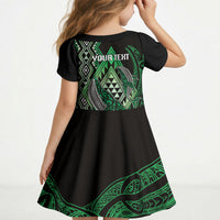 Aotearoa Iwi Ngai Tahu Personalised Kid Short Sleeve Dress NZ Maori Humpback Whale Taniko Motifs LT14 - Polynesian Pride