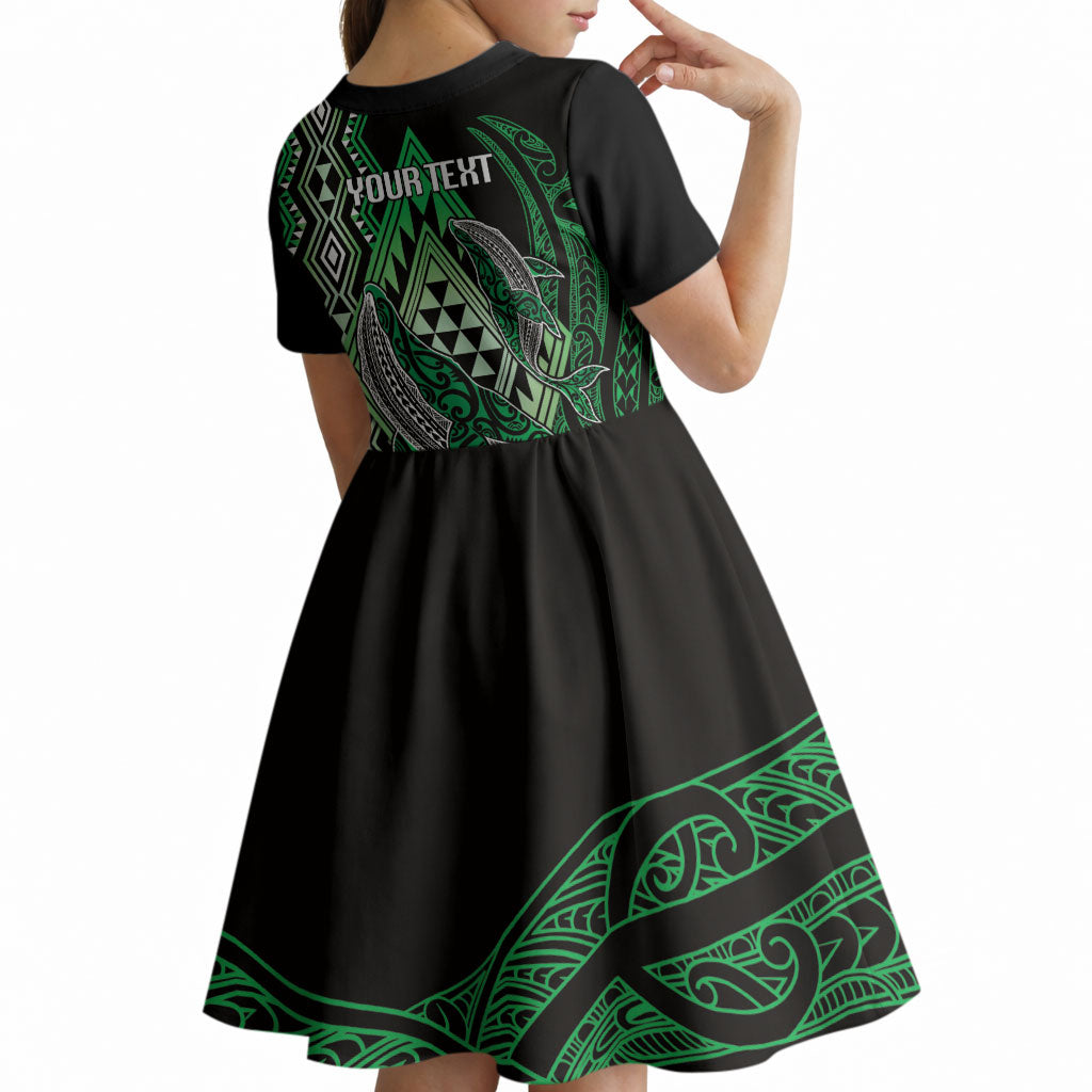 Aotearoa Iwi Ngai Tahu Personalised Kid Short Sleeve Dress NZ Maori Humpback Whale Taniko Motifs LT14 - Polynesian Pride