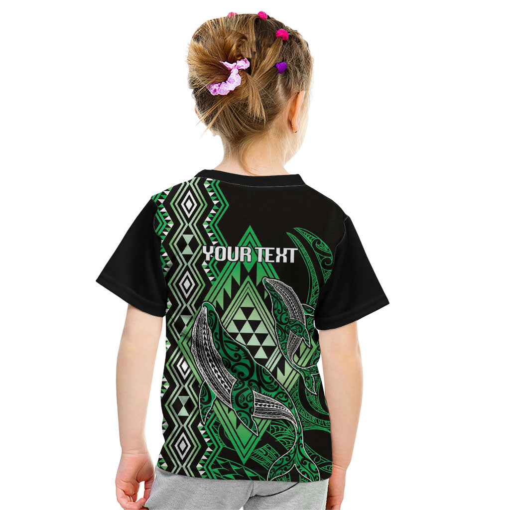 Aotearoa Iwi Ngai Tahu Personalised Kid T Shirt NZ Maori Humpback Whale Taniko Motifs LT14 - Polynesian Pride