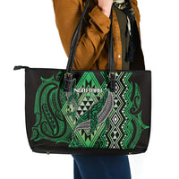 Aotearoa Iwi Ngai Tahu Leather Tote Bag NZ Maori Humpback Whale Taniko Motifs LT14 - Polynesian Pride