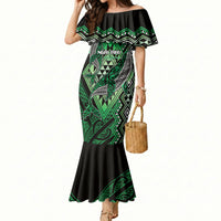 Aotearoa Iwi Ngai Tahu Personalised Mermaid Dress NZ Maori Humpback Whale Taniko Motifs LT14 Women Green - Polynesian Pride