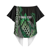 Aotearoa Iwi Ngai Tahu Personalised Off Shoulder Wrap Waist Top NZ Maori Humpback Whale Taniko Motifs LT14 - Polynesian Pride