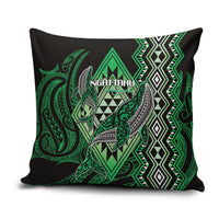 Aotearoa Iwi Ngai Tahu Pillow Cover NZ Maori Humpback Whale Taniko Motifs LT14 Green - Polynesian Pride