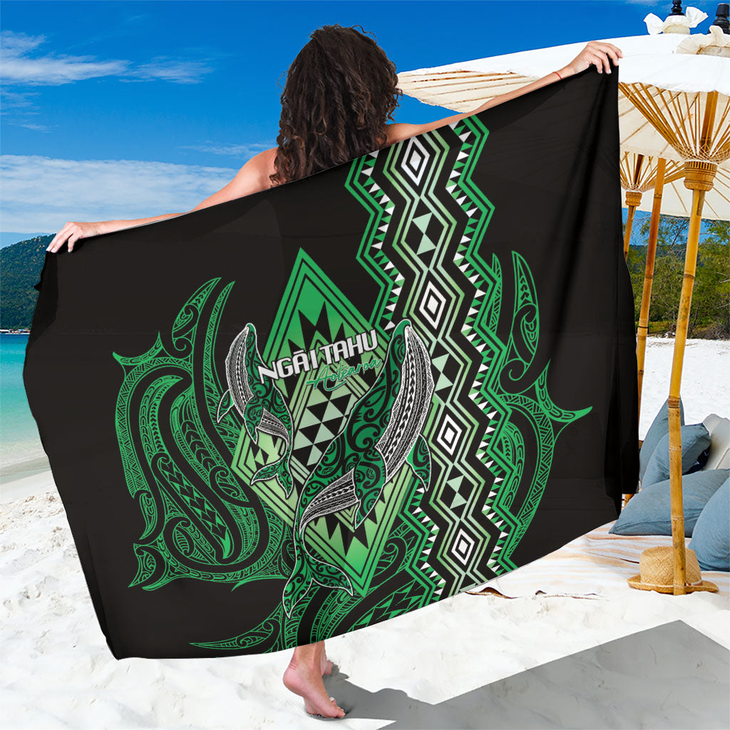Aotearoa Iwi Ngai Tahu Sarong NZ Maori Humpback Whale Taniko Motifs LT14 One Size 44 x 66 inches Green - Polynesian Pride
