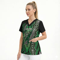 Aotearoa Iwi Ngai Tahu Personalised Scrub Top NZ Maori Humpback Whale Taniko Motifs LT14 - Polynesian Pride